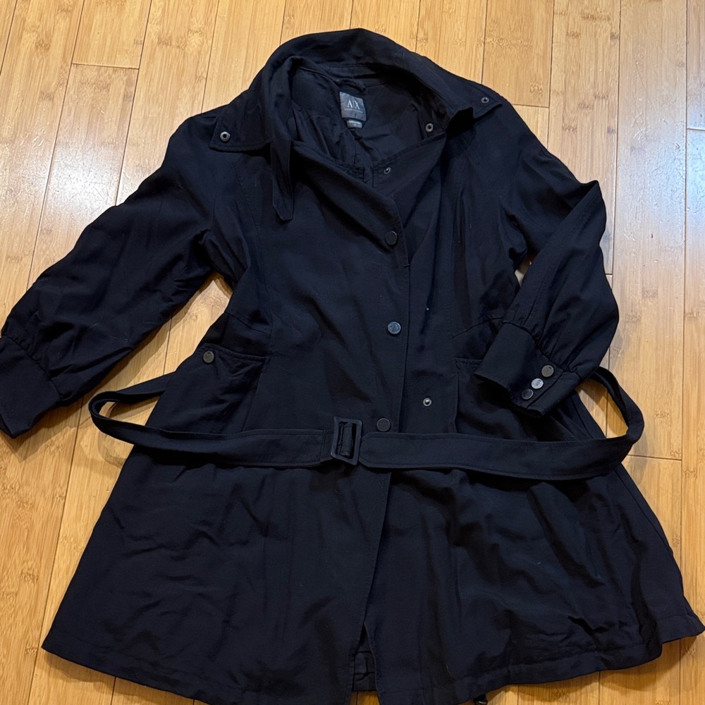 Women's Black Belted Coat AX large